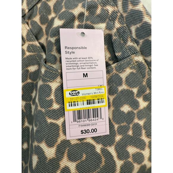 NWT Wild Fable Mid Rise Wide Leg Baggy Jeans Beige Leopard Women's Size Medium - Picture 11 of 12